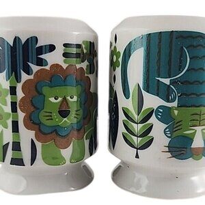 Zoo Animal Salt Pepper Shaker set 3" mid century modern charming art Japan